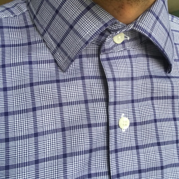 Saks Fifth Avenue Other - Saks Fifth Avenue Glen Plaid Dress Shirt Blue 16